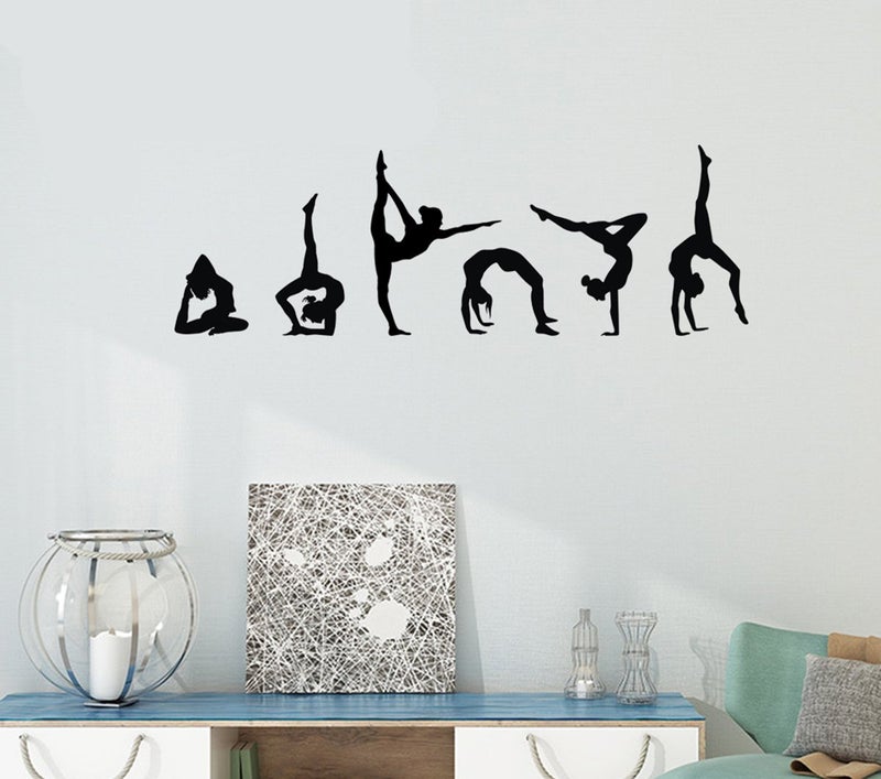 Easma Girls Gymnastics Wall Sticker Sport Vinyl Art Wall Decals Art Kids Room Home Wall Decor for Girls Gymnasts Bedroom Yoga Room Nursery Decor Set of 6 (15.75â€H X 47.25â€W) - Image 4